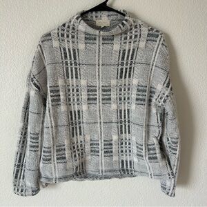 MELLODAY Grey Soft, Fuzzy, Stripe, cozy, Plaid Pattern, Thick, High Neck Sweater